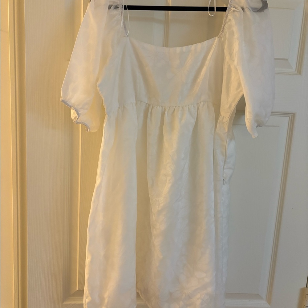 Altar’d State White Puff Sleeve Babydoll Dress
